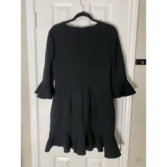Black Halo Flutter-Sleeve Dress, Black Pencil Dress, Size 12, MSRP $390 - Picture 3 of 10